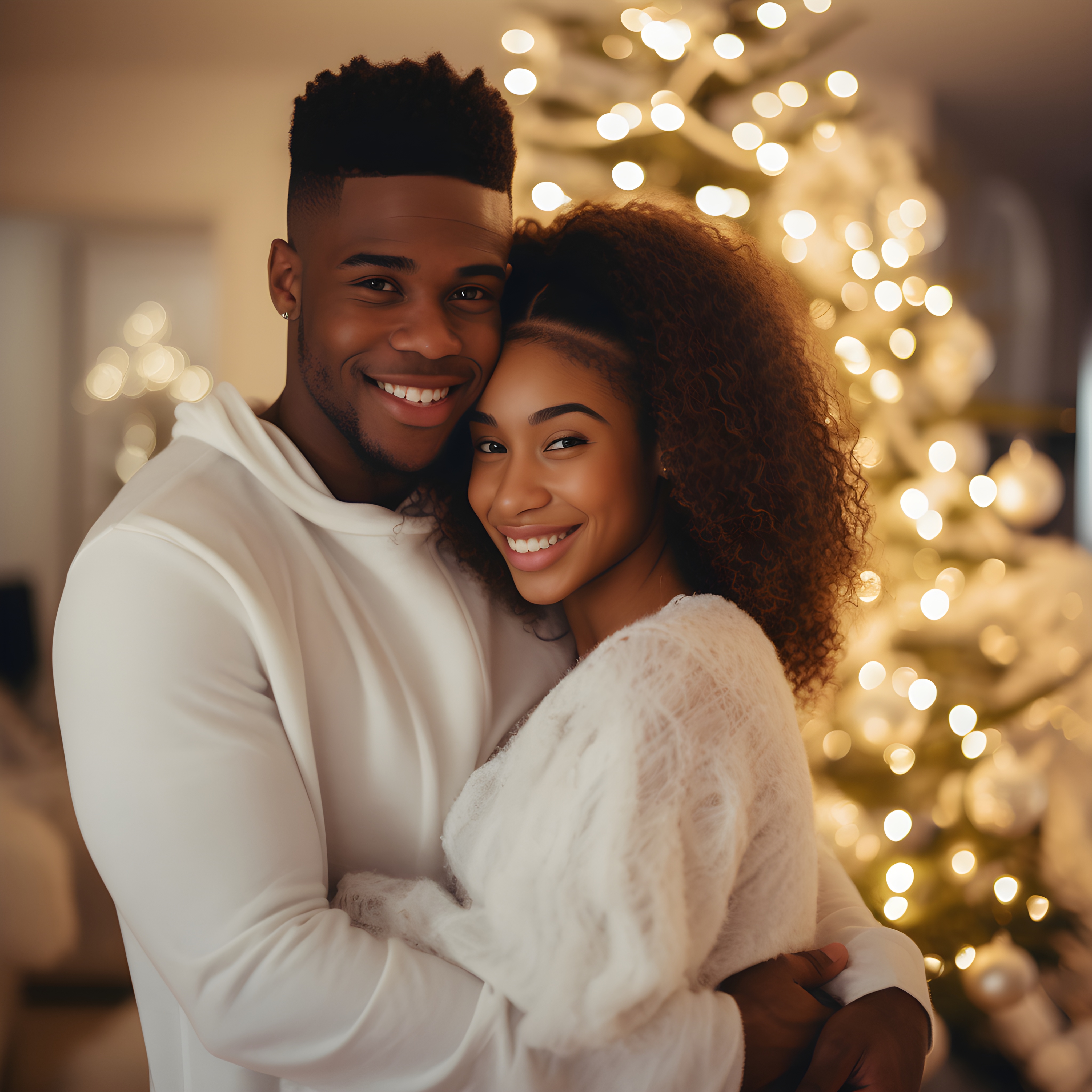 Close-up couple on Christmas Eve